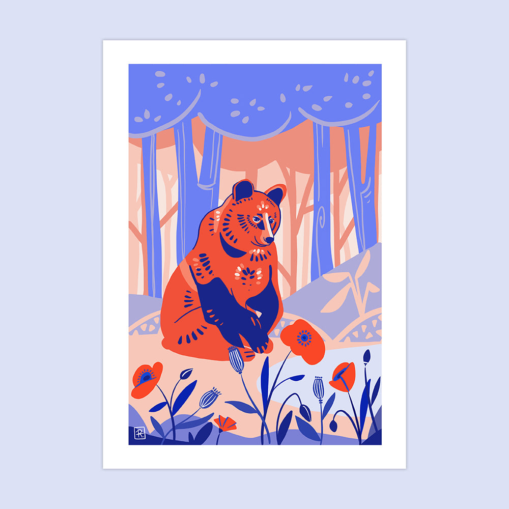 Grizzly et coquelicots